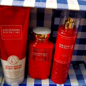Strawberry Pound cake bath and bodyworks 3 pcs set